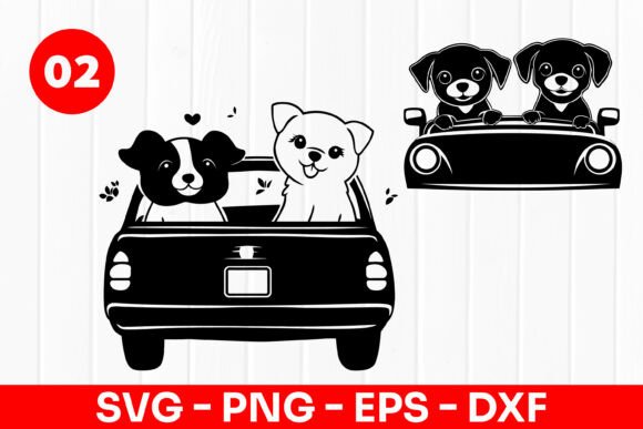 Cute Dogs Riding Car Funny Pet SVG PNG Review