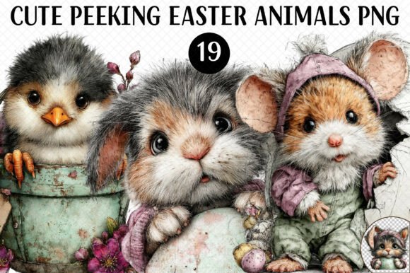 Cute Peeking Easter Animals PNG Review