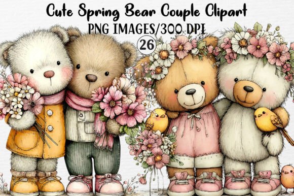 Cute Spring Bear Couple Clipart Review