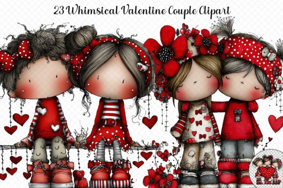 Whimsical Valentine Couple Clipart Review